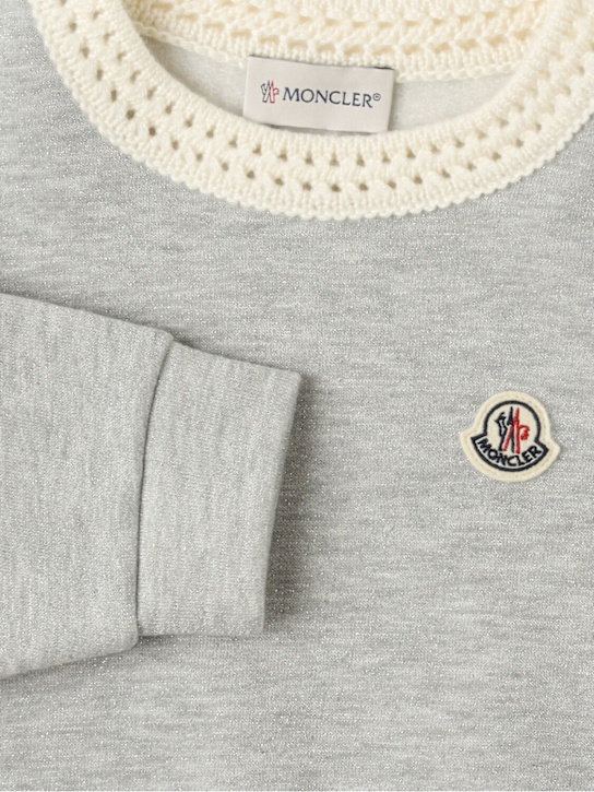 Moncler: Lurex tech blend sweatshirt & sweatpants - グレー - kids-girls_1 | Luisa Via Roma