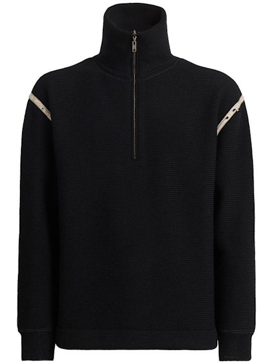 Maison Margiela: Wool half zip knit sweater - men_0 | Luisa Via Roma