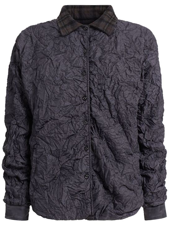 Maison Margiela: Long-sleeve wool shirt jacket - Grey/Brown - women_0 | Luisa Via Roma