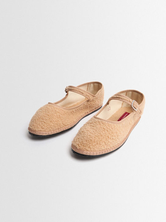 Vibi Venezia: 10mm Mary Jane Susan teddy slippers - Beige - women_1 | Luisa Via Roma