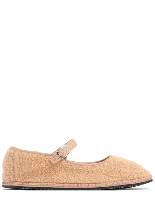 Vibi Venezia: 10mm Mary Jane Susan teddy slippers - Beige - women_0 | Luisa Via Roma
