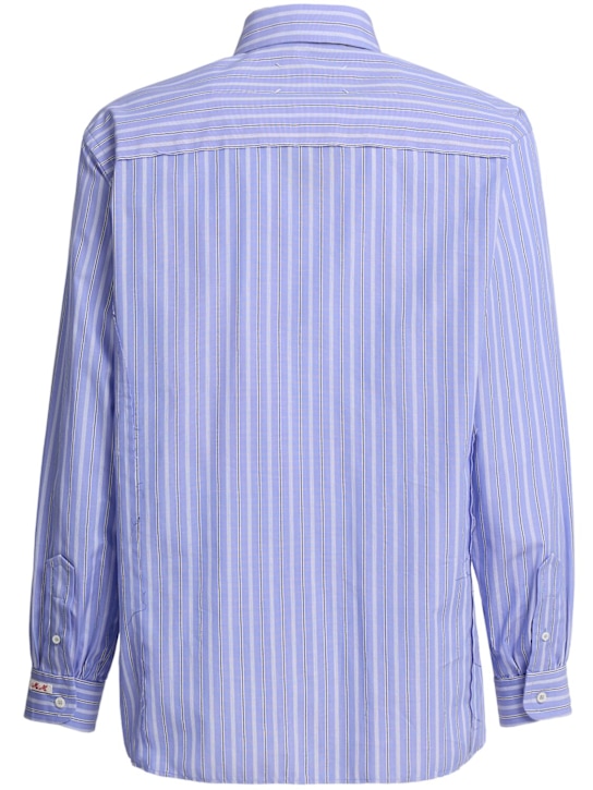 Maison Margiela: Long sleeved cotton shirt - Blue Stripe - men_1 | Luisa Via Roma