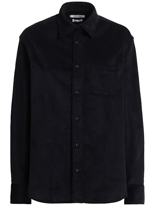 Annagreta: Sara cotton corduroy shirt - Black - women_0 | Luisa Via Roma