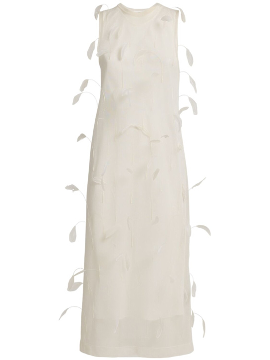 Jil Sander: Vestido de seda sin mangas con plumas - women_0 | Luisa Via Roma