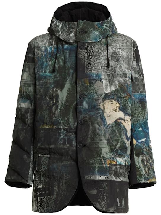 Yohji Yamamoto: Printed puffer jacket - Black - men_0 | Luisa Via Roma