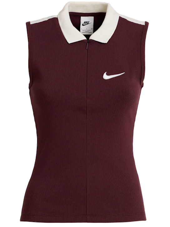 Nike: Fitted stretch cotton tank top - Burgundy/Sail - women_0 | Luisa Via Roma