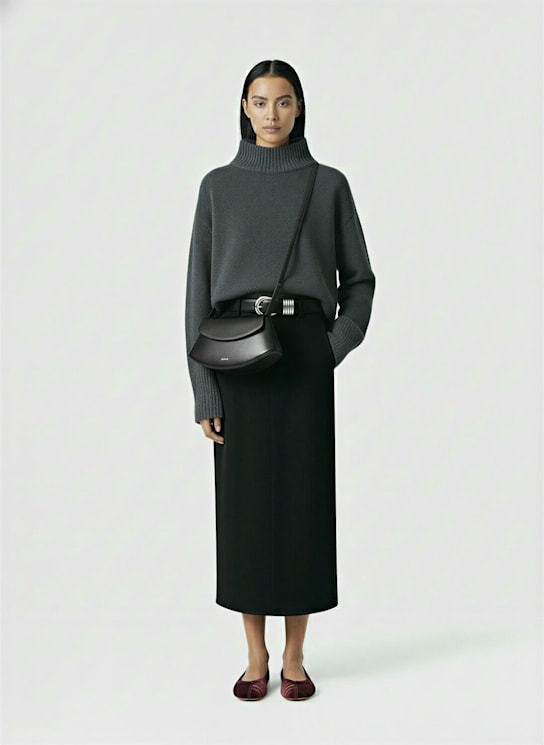 Tonywack: Low-waisted wool blend twill maxi skirt - Black - women_1 | Luisa Via Roma