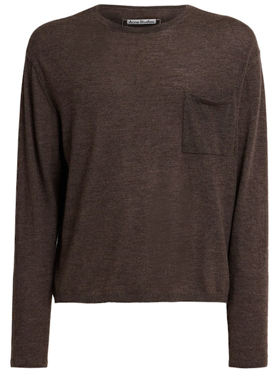 Acne Studios: Fine knit cashmere sweater - Walnut Brown - men_0 | Luisa Via Roma