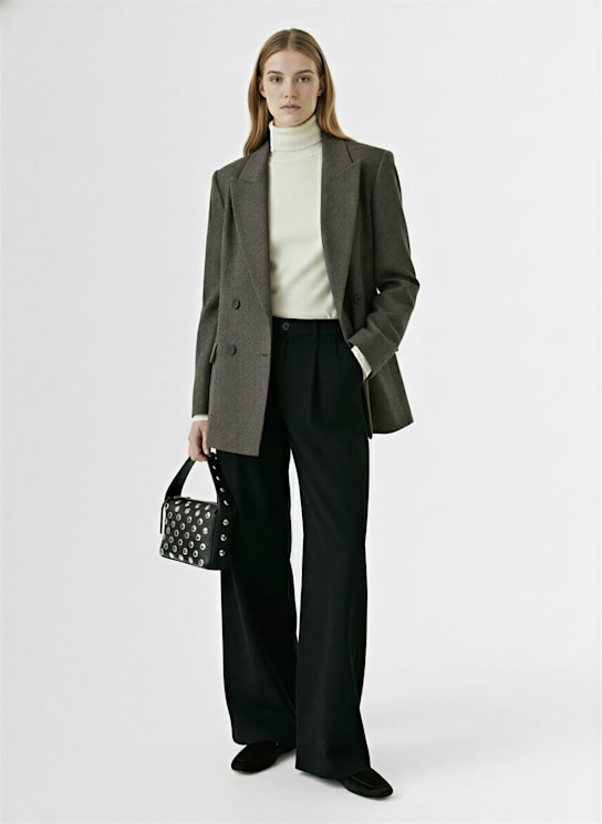 Tonywack: Wool blend double breasted blazer - Grey - women_1 | Luisa Via Roma