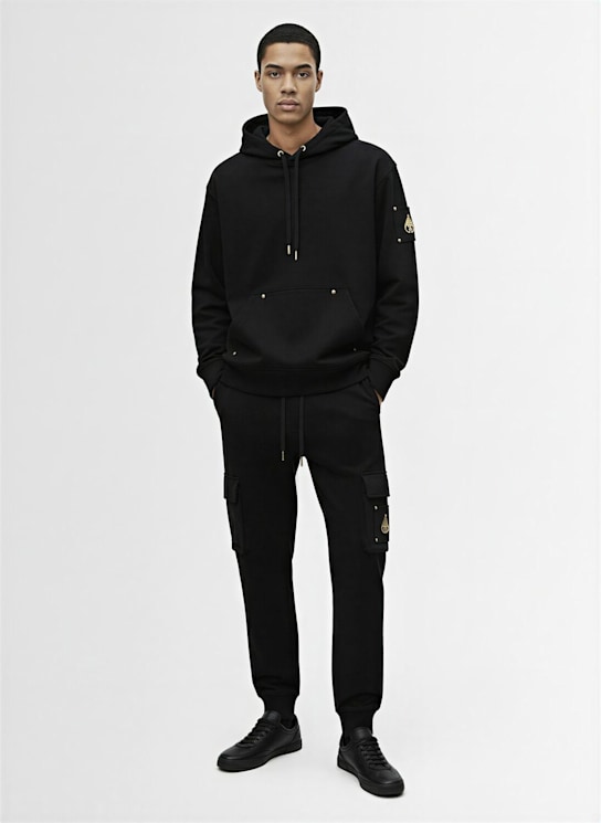 Moose Knuckles: Martense regular fit cotton hoodie - Black - men_1 | Luisa Via Roma