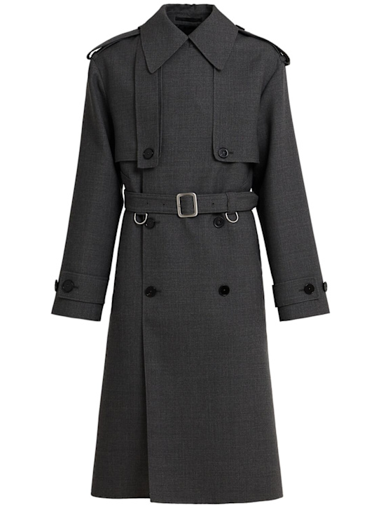 Jil Sander: Double breast wool gabardine coat - men_0 | Luisa Via Roma