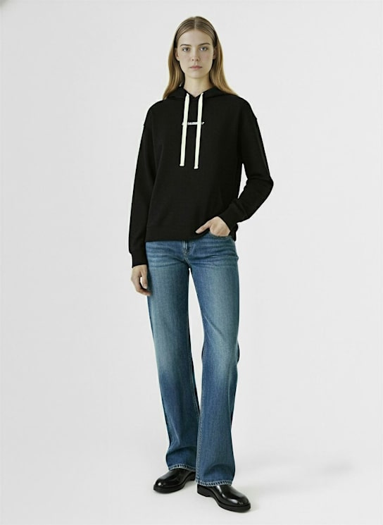 Jil Sander: Logo hooded cotton sweatshirt - Black - women_1 | Luisa Via Roma