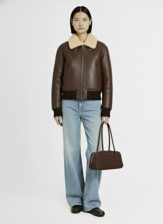 Tonywack: Shearling leather blouson jacket - Brown - women_1 | Luisa Via Roma