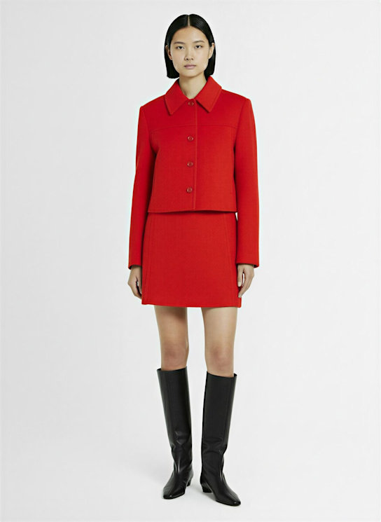 Jil Sander: Wool mini skirt w/ belt loops - Strawberry - women_1 | Luisa Via Roma
