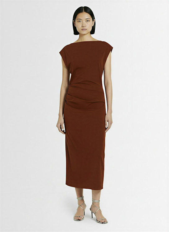 Proenza Schouler: Tasa viscose blend midi dress - Brown - women_1 | Luisa Via Roma