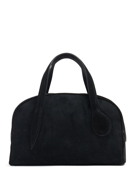 Liffner: Mini Bowling suede top handle bag - Black - women_0 | Luisa Via Roma