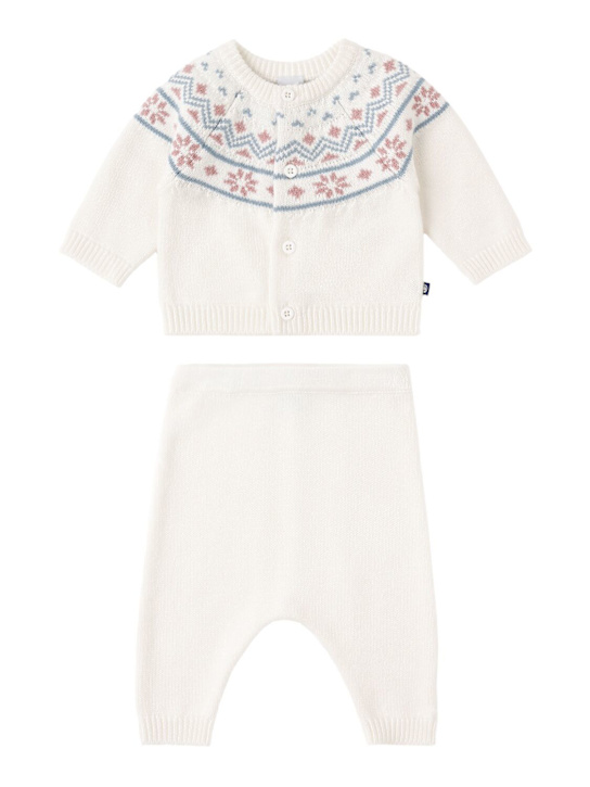 Petit Bateau: Tricot wool blend cardigan & pants - ホワイト - kids-boys_0 | Luisa Via Roma