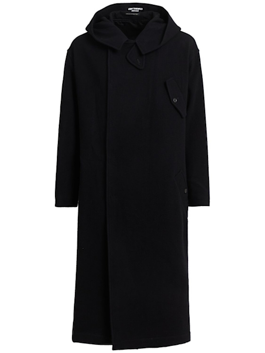 Yohji Yamamoto: Hooded wool blend coat - men_0 | Luisa Via Roma