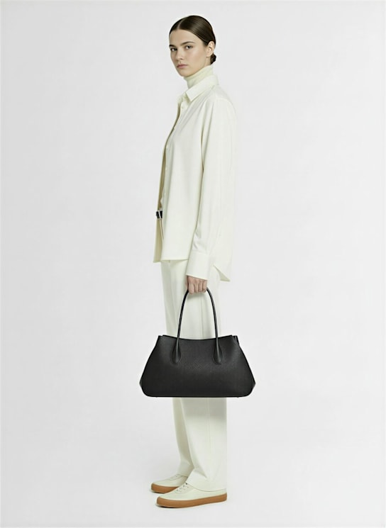 The Row: Alger vintage grain leather shoulder bag - Black - women_1 | Luisa Via Roma