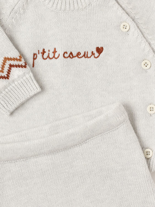 Petit Bateau: Knit t-shirt & pants - Beige/Rot - kids-girls_1 | Luisa Via Roma