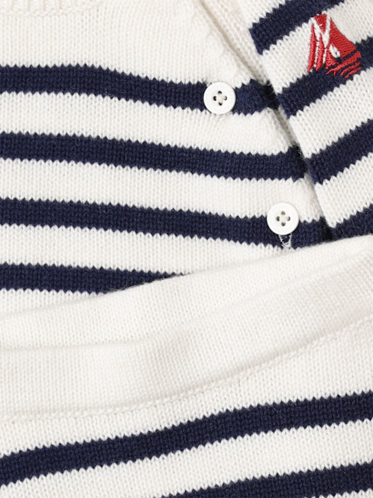 Petit Bateau: Cotton blend knit sweater & pants - White/Blue - kids-girls_1 | Luisa Via Roma