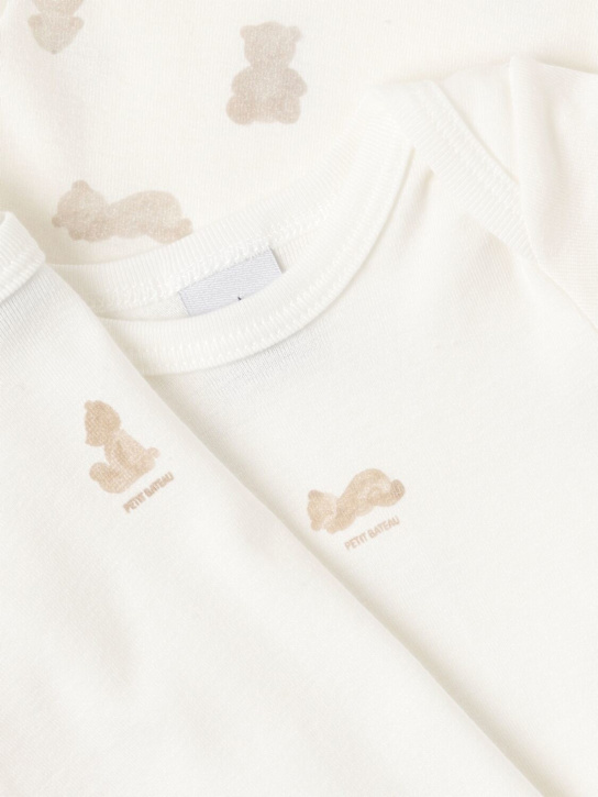 Petit Bateau: Set of 3 printed cotton bodysuits - Beige/Blanco - kids-girls_1 | Luisa Via Roma