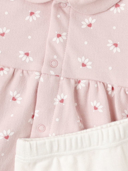 Petit Bateau: Printed cotton dress & leggings - Rosa/Wollweiß - kids-girls_1 | Luisa Via Roma
