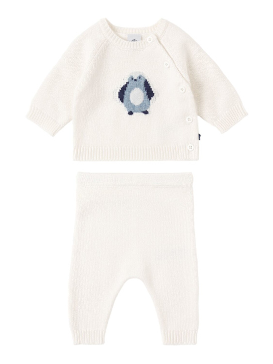 Petit Bateau: Knit t-shirt & pants - Beige - kids-girls_0 | Luisa Via Roma