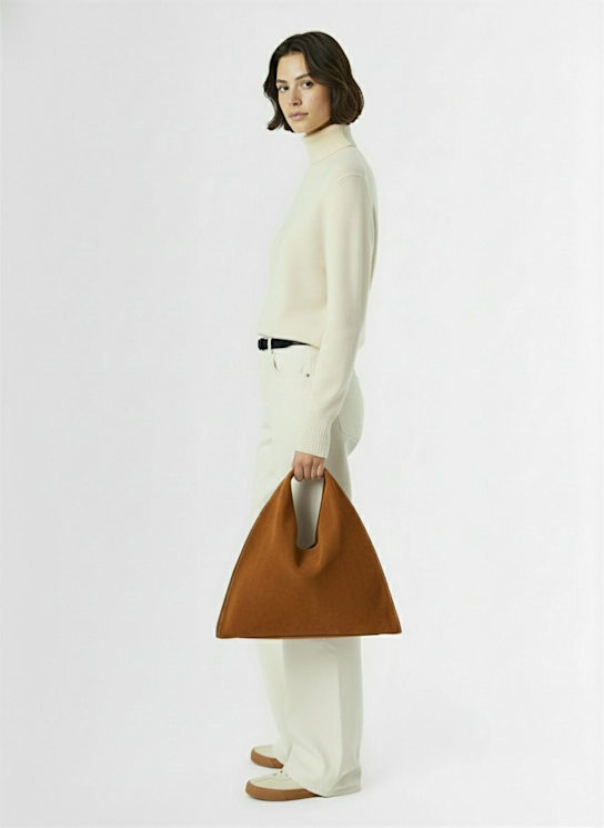 The Row: Small Bindle suede top handle bag - Bistre/Ecru - women_1 | Luisa Via Roma