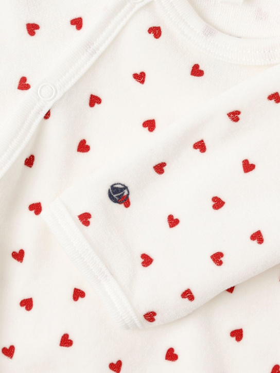 Petit Bateau: Printed cotton romper - Bianco/Rosso - kids-girls_1 | Luisa Via Roma