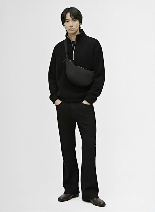 Rier: Wool polo sweatshirt - Black - men_1 | Luisa Via Roma