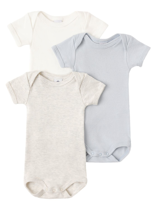 Petit Bateau: Set of 3 cotton bodysuits - Multicolor - kids-girls_0 | Luisa Via Roma
