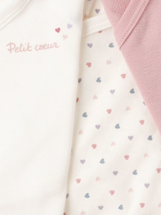 Petit Bateau: Set of 3 printed cotton bodysuits - Rosa/Beige - kids-girls_1 | Luisa Via Roma