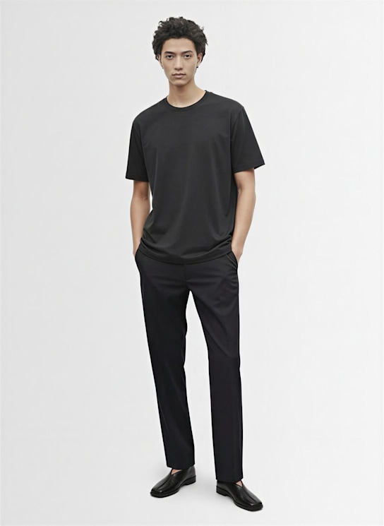 Lemaire: Rib t-shirt - Squid Ink - men_1 | Luisa Via Roma