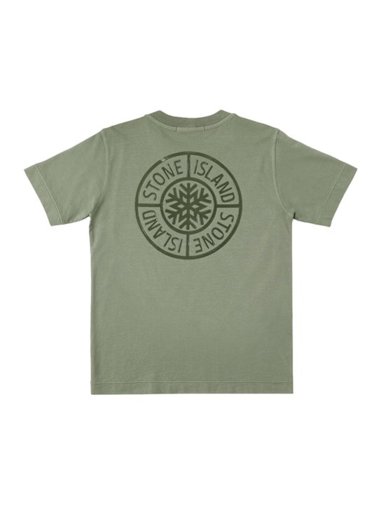Stone Island Junior: Printed cotton jersey t-shirt - Sage - kids-boys_1 | Luisa Via Roma