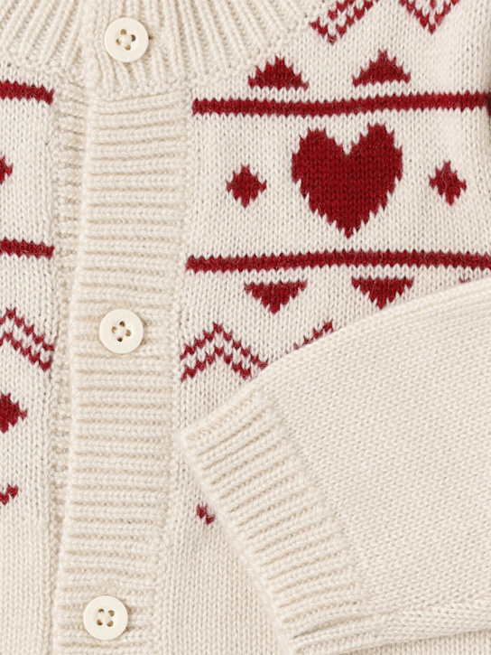 Petit Bateau: Jacquard knit wool blend cardigan - Beige - kids-girls_1 | Luisa Via Roma