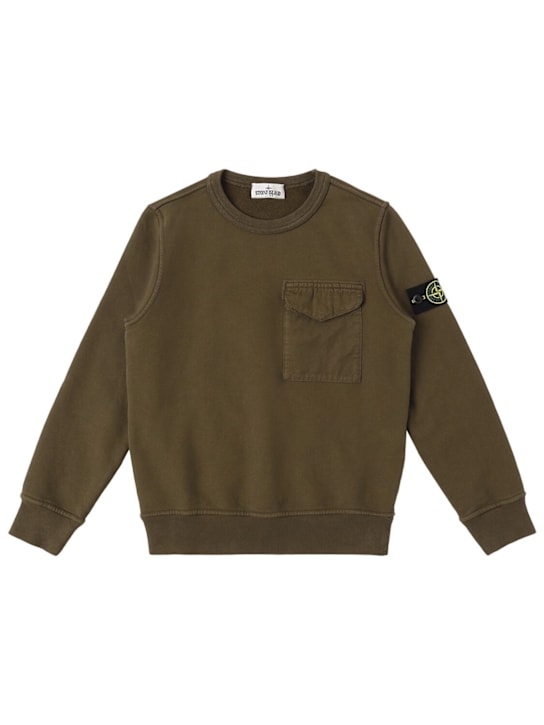 Stone Island Junior: Organic cotton sweatshirt - Military Green - kids-boys_0 | Luisa Via Roma