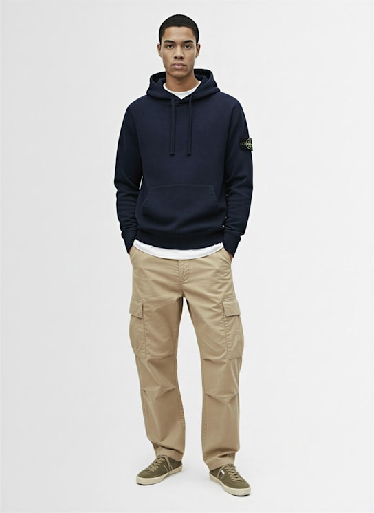 Stone Island: Hoodie aus Baumwollfleece - Dunkelblau - men_1 | Luisa Via Roma