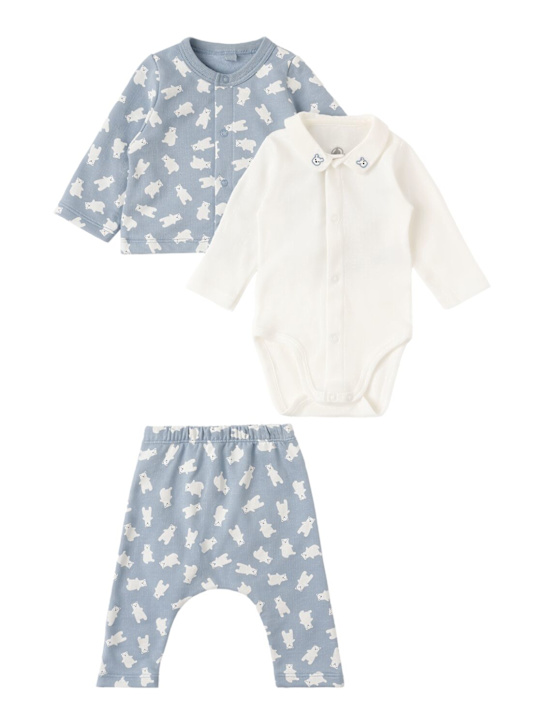 Petit Bateau: 棉质开衫、连体衣&裤子 - 白色/蓝色 - kids-boys_1 | Luisa Via Roma