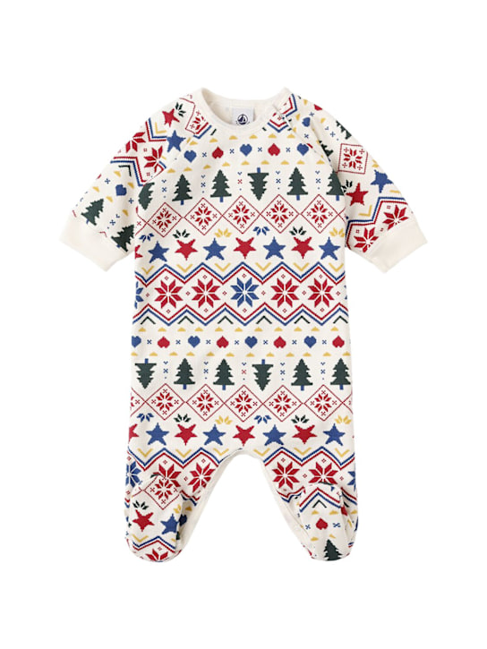 Petit Bateau: Holiday printed cotton jersey romper - Bianco - kids-girls_0 | Luisa Via Roma