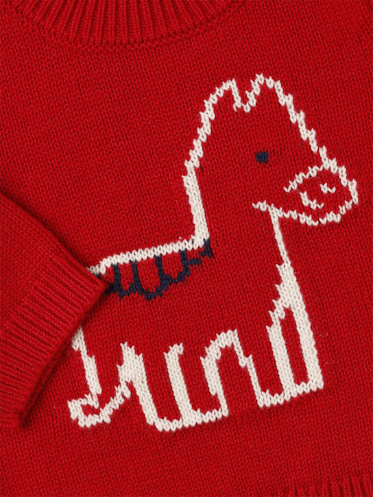 Petit Bateau: Jacquard knit wool blend sweater - レッド - kids-boys_1 | Luisa Via Roma