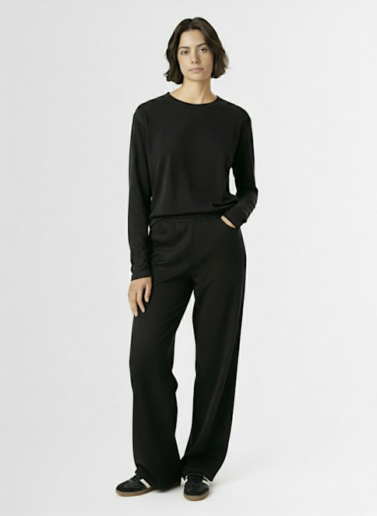 Skims: 混棉长袖T恤 - 黑色 - women_1 | Luisa Via Roma