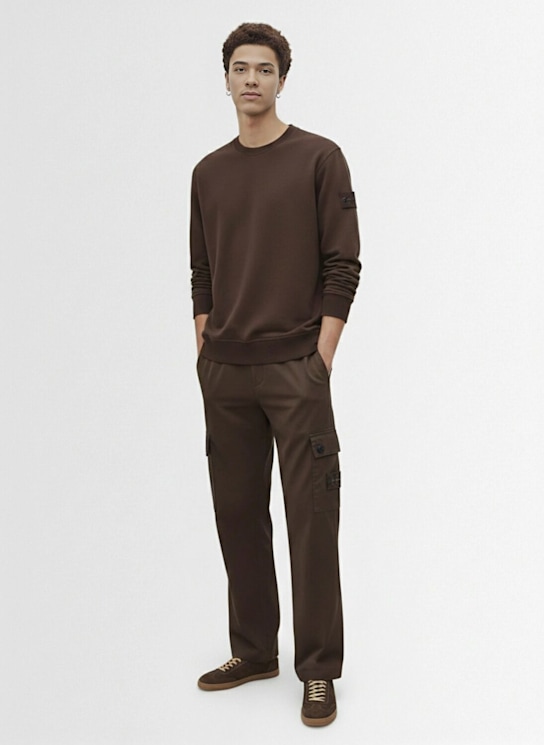 Stone Island: Cotton blend sweatshirt - ダークブラウン - men_1 | Luisa Via Roma