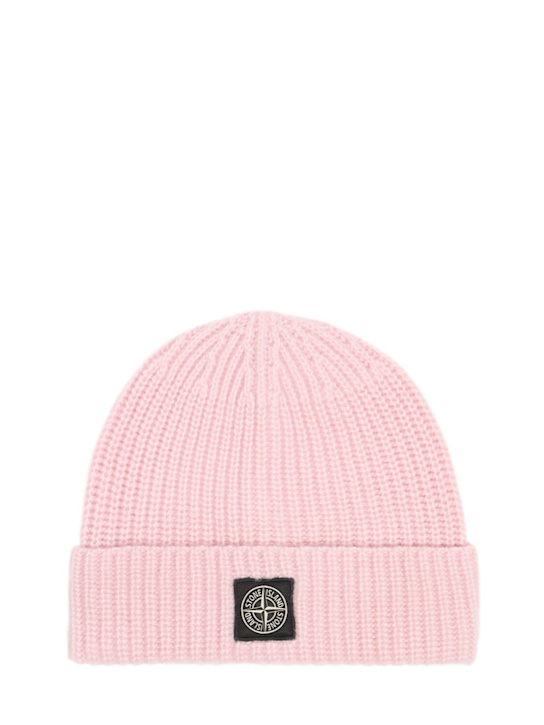 Stone Island: Geelong light wool beanie - Pink - men_0 | Luisa Via Roma