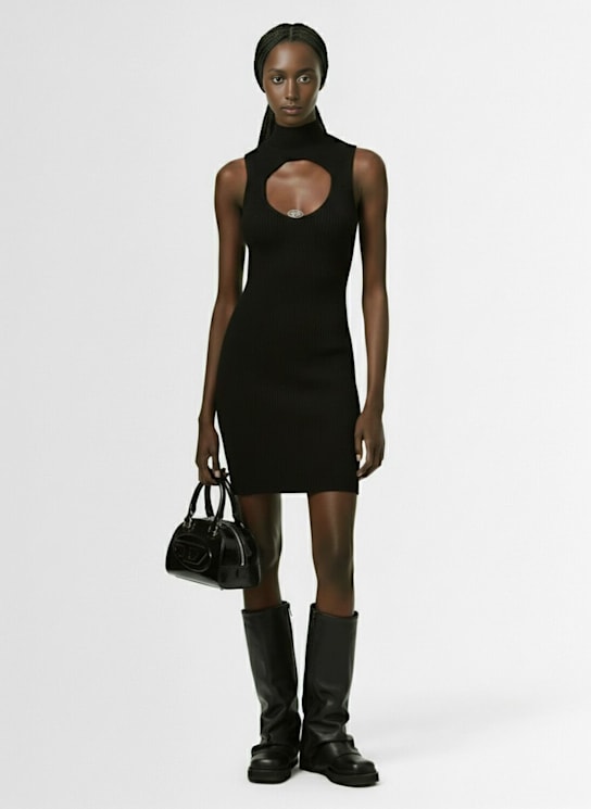 Diesel: Vestido corto de lana acanalada - women_1 | Luisa Via Roma