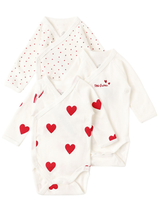 Petit Bateau: Set of 3 printed cotton bodysuits - Bunt - kids-girls_0 | Luisa Via Roma