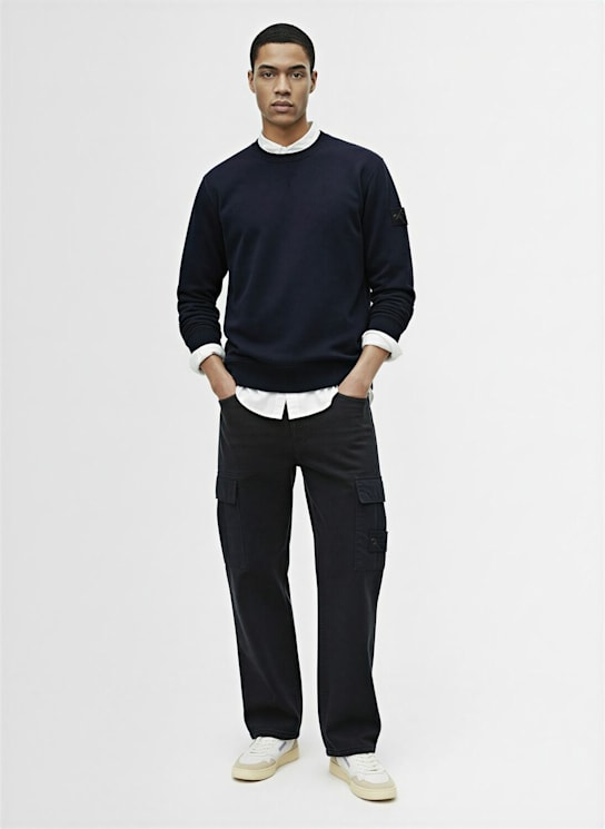 Stone Island: Cotton blend sweatshirt - Black - men_1 | Luisa Via Roma