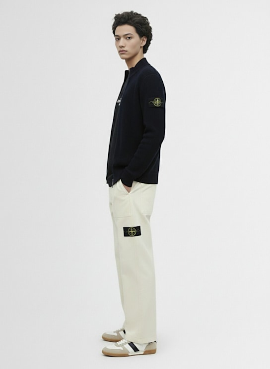 Stone Island: Wool cardigan - Black - men_1 | Luisa Via Roma