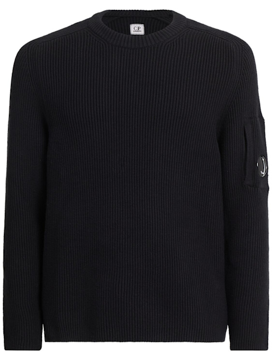 C.P. Company: Ribbed cotton blend crewneck sweater - men_0 | Luisa Via Roma