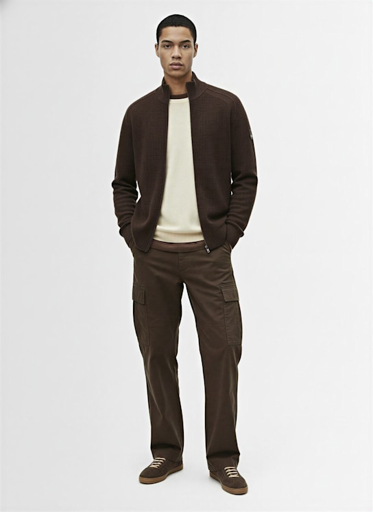 Stone Island: Geelong wool knit cardigan - Dark Brown - men_1 | Luisa Via Roma
